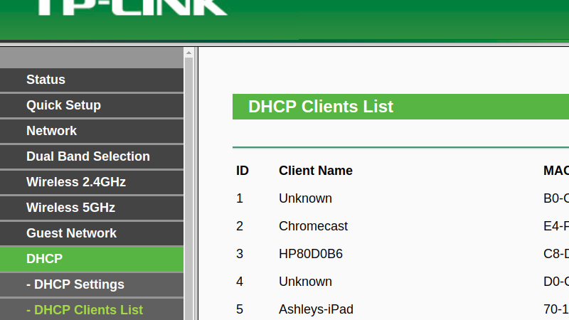 DHCP List